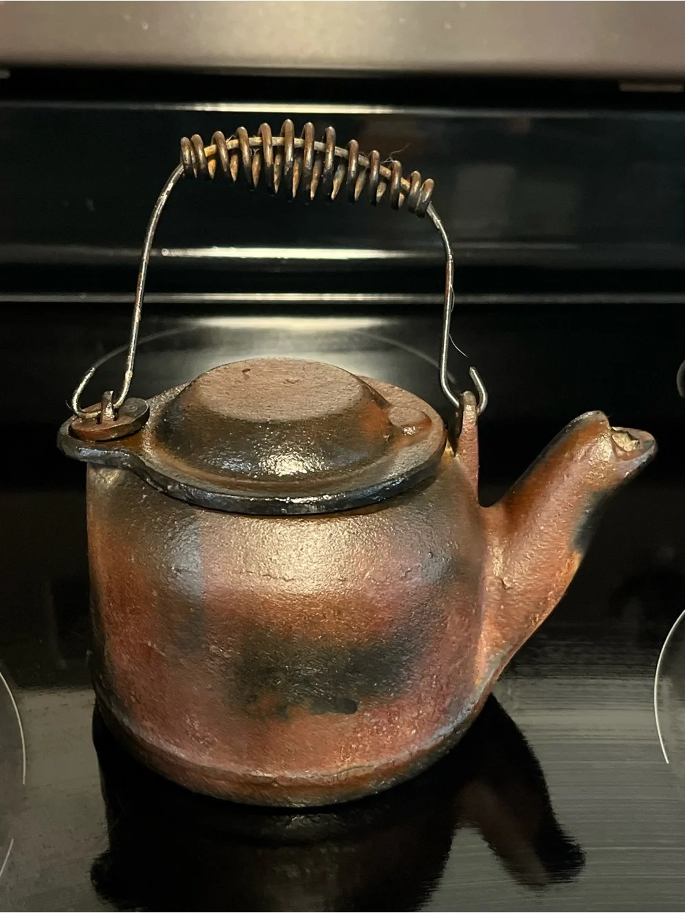 Cast Iron Teakettle Kettle - Brown Rustic Finish